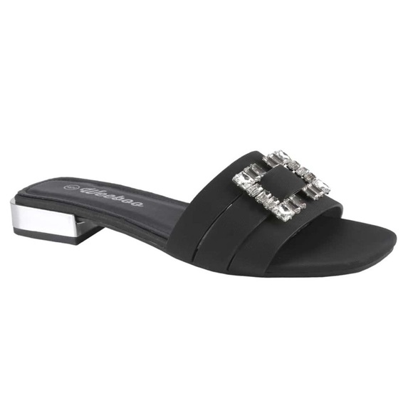 59. NEW| Black Satin Pendant Sandal - Picture 5 of 5